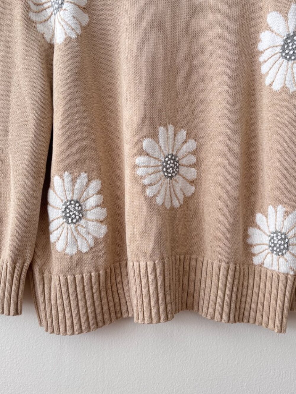 Tuckernuck Miss Daisy Floral Crewneck Knit Sweater in Tan - Picture 6 of 8